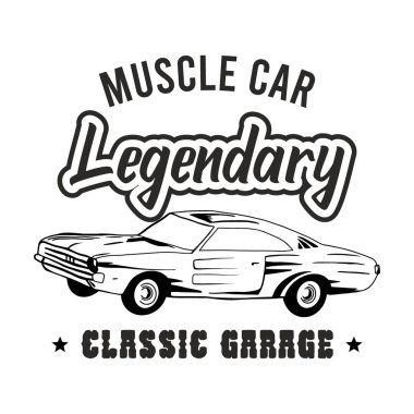 El çizimi klasik araba garajı tipografi posteri veya gömlek tasarımı