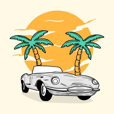 Macera Klasik Araba Ağacı illüstrasyon gömleği tasarımı