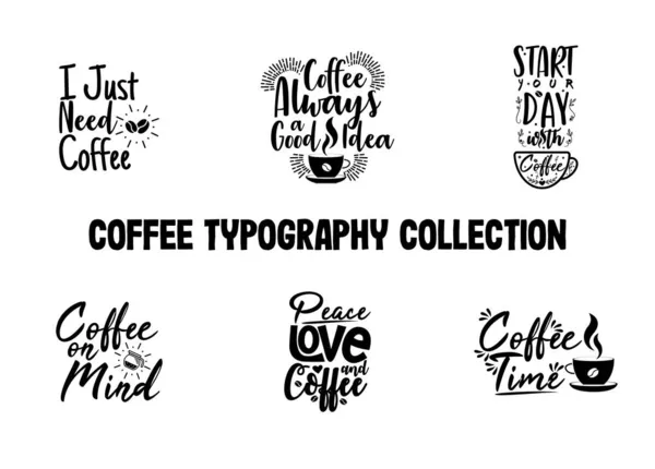 Kolekcja Typografii Kawy Dekoracji Kawiarni — Wektor stockowy