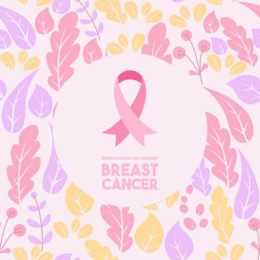 Vektör Göğüs Kanseri Farkındalığı Ay Posteri Tasarımı. Pembe kurdele vur. Ekim Kanser Farkındalığı Ayı.