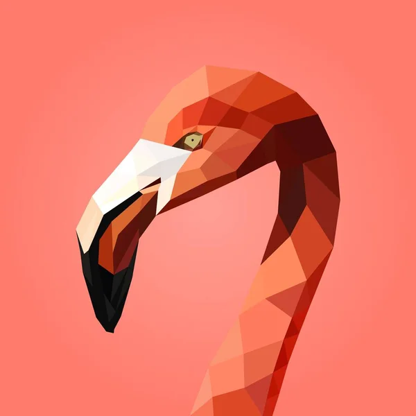 Geometri Tasarımlı Flamingo Yüz Düşük Poli Üçgen Tel Çerçeve Çizimi — Stok Vektör