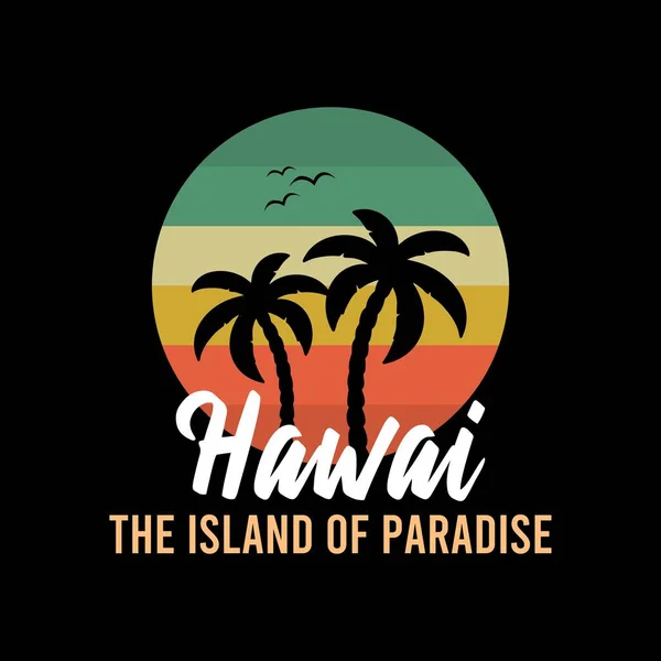 Hawaii Sfondo Con Palmo Spiaggia Sfondo Vettoriale Estate Disegno Banner — Vettoriale Stock