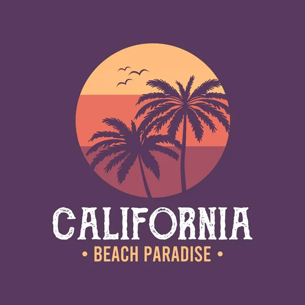 Fond Californien Avec Palmier Plage Fond Vectoriel Conception Bannière Tropicale — Image vectorielle