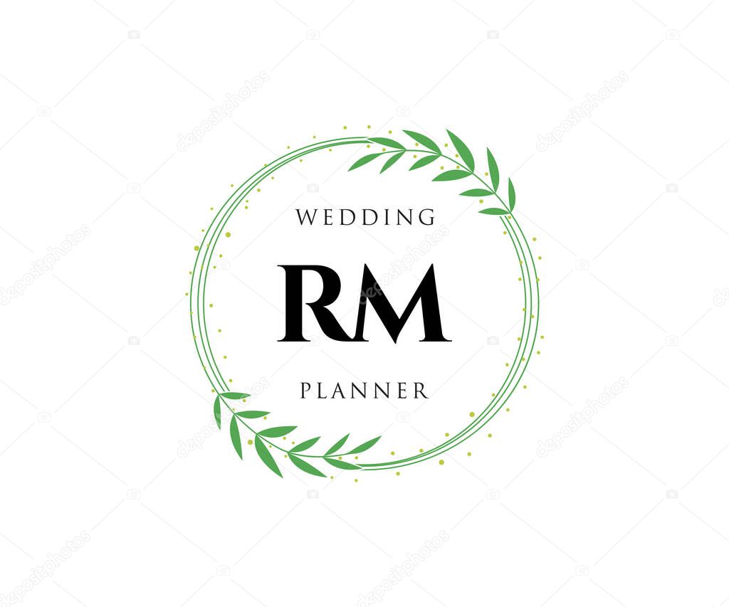 RM Initials letter Wedding monogram logos collection, hand drawn modern minimalistic and floral templates for Invitation cards, Save the Date, elegant identity for restaurant, boutique, cafe in