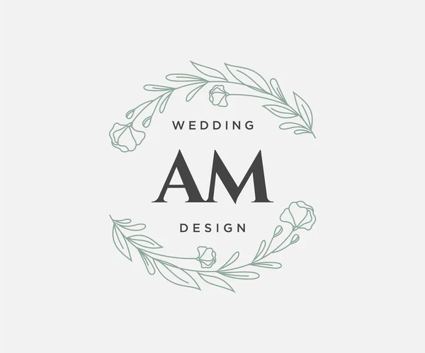 Carta Inicial Boda Colección Logotipos Monograma Dibujado Mano Plantillas Minimalistas — Archivo Imágenes Vectoriales