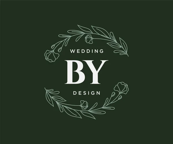 Initials Letter Wedding Monogram Logos Collection Hand Drawed Modern Minimalistic — Διανυσματικό Αρχείο