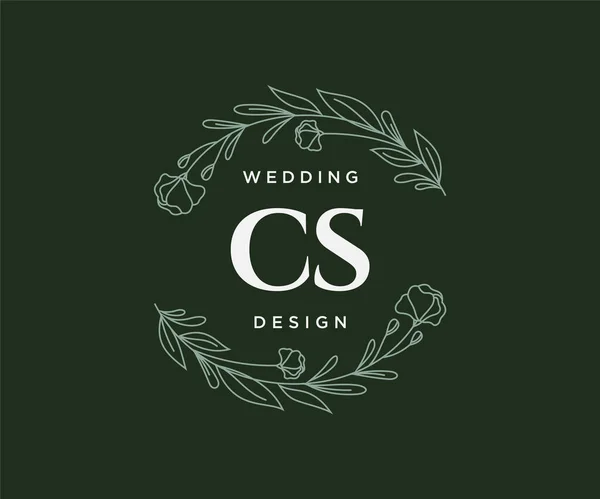 Carta Inicial Boda Colección Logotipos Monograma Dibujado Mano Plantillas Minimalistas — Archivo Imágenes Vectoriales