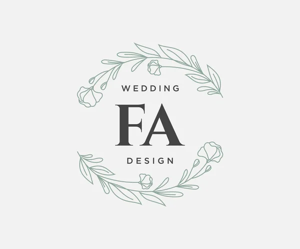 Wedding Monogram Logos Collection Hand Draw Modern Minminomalistic Floral Template — 스톡 벡터