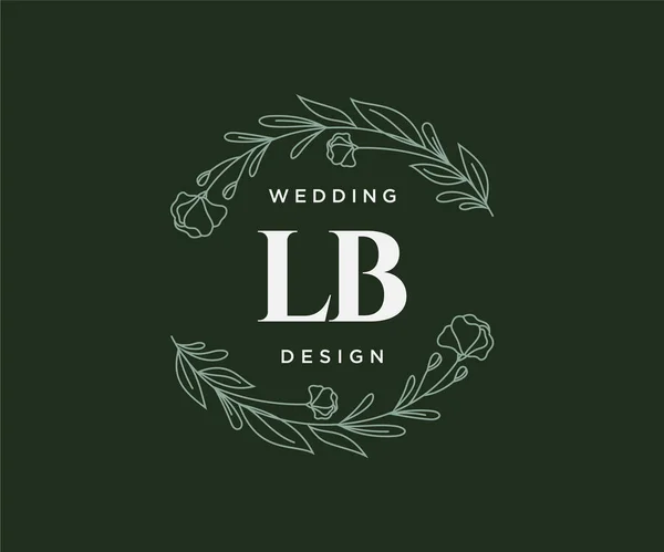 Carta Inicial Boda Colección Logotipos Monograma Dibujado Mano Plantillas Modernas — Archivo Imágenes Vectoriales