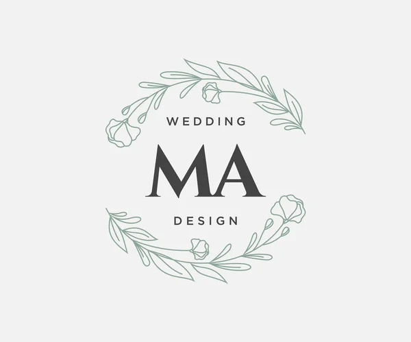 Carta Inicial Boda Colección Logotipos Monograma Dibujado Mano Plantillas Minimalistas — Archivo Imágenes Vectoriales