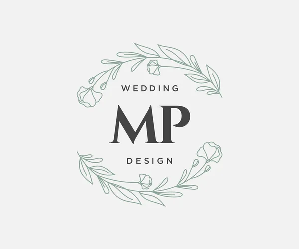 Carta Inicial Boda Colección Logotipos Monograma Dibujado Mano Plantillas Minimalistas — Vector de stock