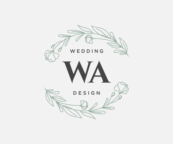 Initials Letter Wedding Monogram Logos Collection Hand Draw Modern Minminomalistic — 스톡 벡터