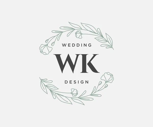 Initials Letter Wedding Monogram Collection Hand Drawed Modern Minimum Flower — стоковый вектор