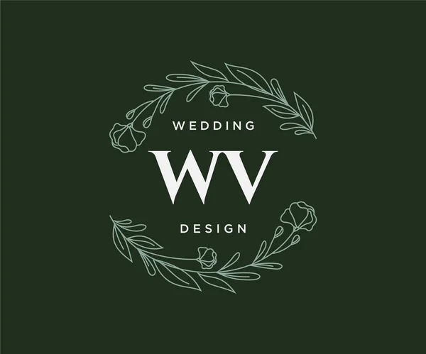 Wvnitials Brief Hochzeit Monogramm Logos Kollektion Handgezeichnete Moderne Minimalistische Und — Stockvektor