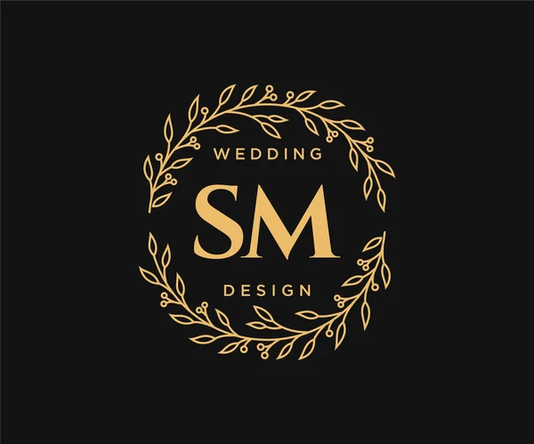 Iniciais Carta Casamento Monograma Logotipos Coleção Desenhado Mão Modernos Modelos — Vetor de Stock