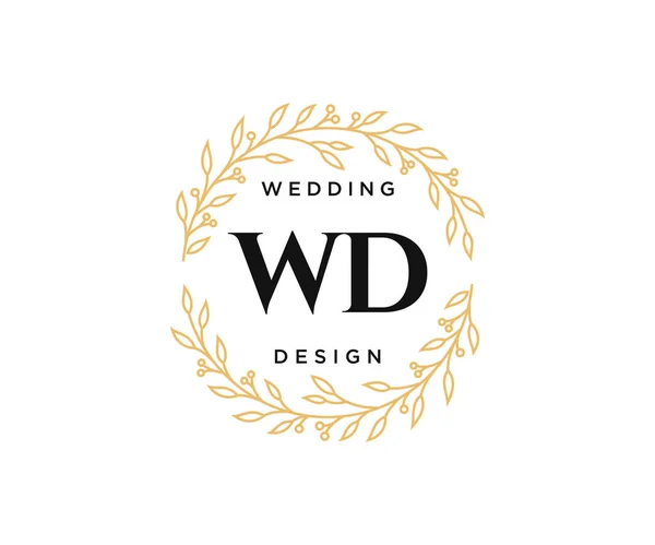 Wedding Monogram Logos Collection Hand Draw Modern Minminomalistic Floral Template — 스톡 벡터