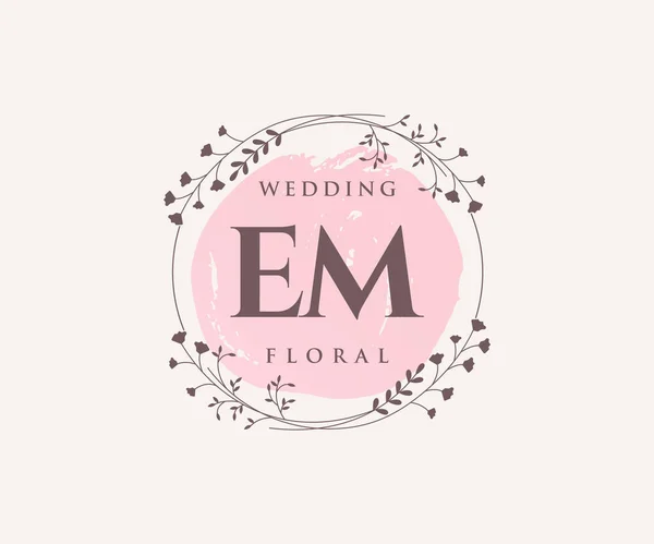 Initials Letter Wedding Monogram Logos Template Hand Drawn Modern Minimalistic — Vetor de Stock