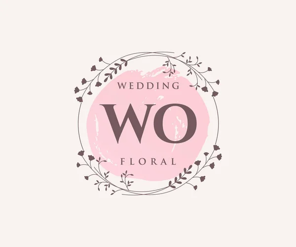 Initials Letter Wedding Monogram Logos Template Hand Drawn Modern Minimalistic — Stockvector