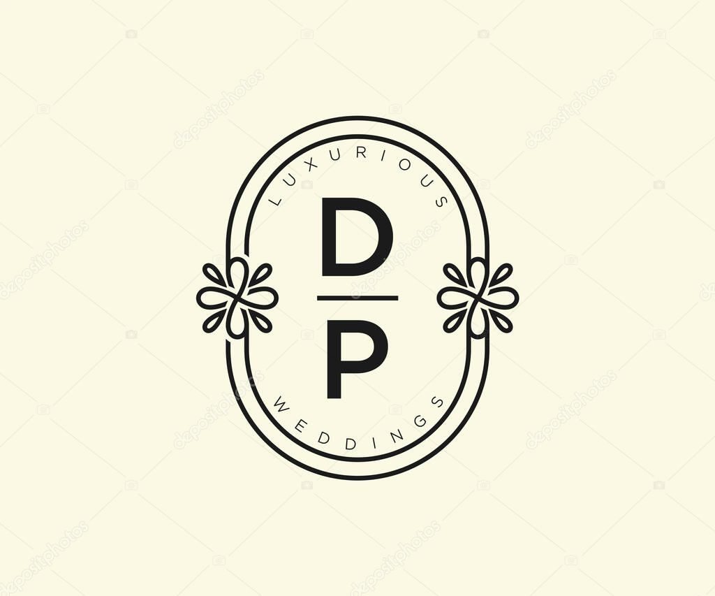 DP Initials letter Wedding monogram logos template, hand drawn modern minimalistic and floral templates for Invitation cards, Save the Date, elegant