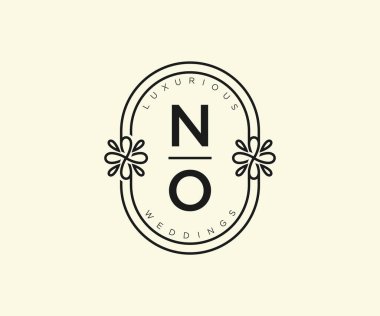 HAYIR Baş harfleri Düğün logoları şablonu, el çizimi modern minimalist ve çiçek şablonları Davet kartları için, Tarihi Kaydet, zarif