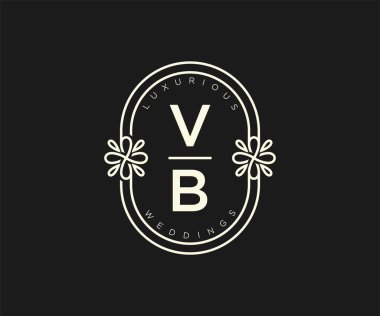 VB Initials letter Wedding monogram logos template, hand drawn modern minimalistic and floral templates for Invitation cards, Save the Date, elegant