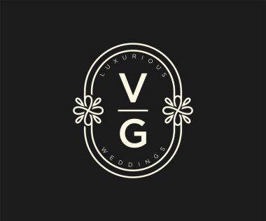 VG Initials letter Wedding monogram logos template, hand drawn modern minimalistic and floral templates for Invitation cards, Save the Date, elegant