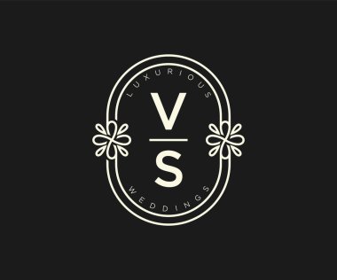 VS Initials letter Wedding monogram logos template, hand drawn modern minimalistic and floral templates for Invitation cards, Save the Date, elegant