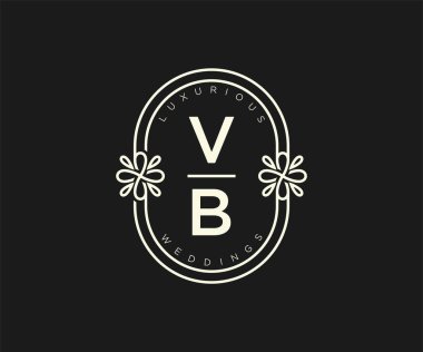 VB Initials letter Wedding monogram logos template, hand drawn modern minimalistic and floral templates for Invitation cards, Save the Date, elegant