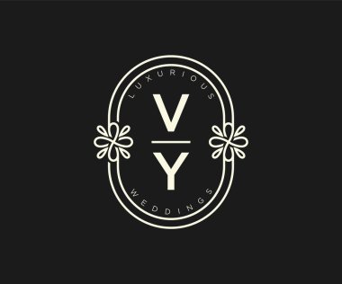VY Initials letter Wedding monogram logos template, hand drawn modern minimalistic and floral templates for Invitation cards, Save the Date, elegant