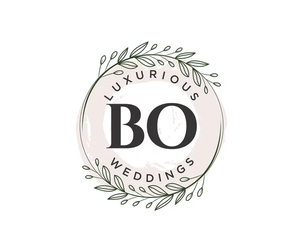 Bonitials Letter Wedding Monogram Logos Template Hand Drawn Modern Minimalistic — Stock vektor