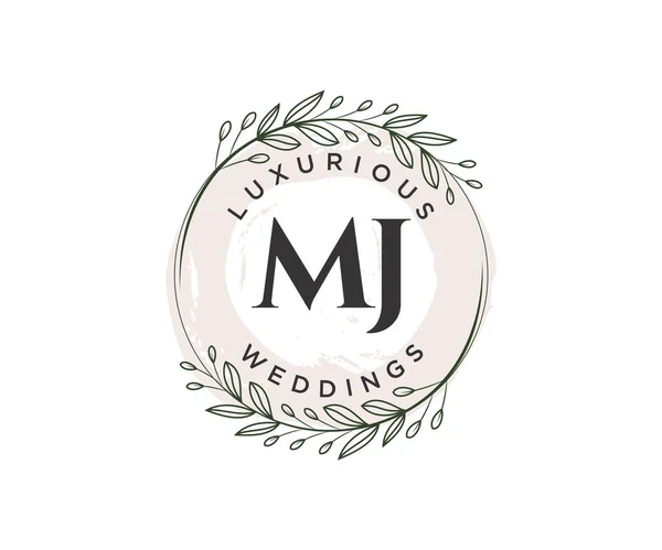 Modèle Logos Monogramme Mariage Lettre Initiales Modèles Minimalistes Floraux Modernes — Image vectorielle