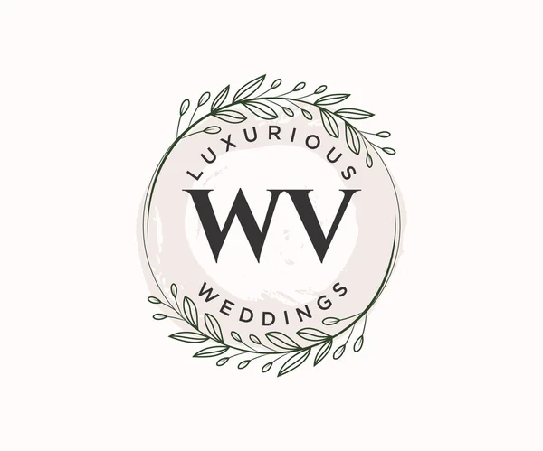 Wvinitials Letter Wedding Monogram Logos Template Hand Drawn Modern Minimalistic — Stock Vector