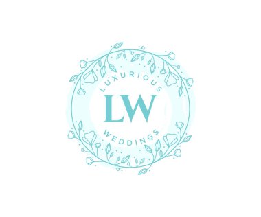 LW Initials letter Wedding monogram logos template, hand drawn modern minimalistic and floral templates for Invitation cards, Save the Date, elegant