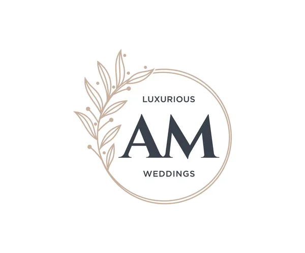 AM Initials letter Wedding monogram logos collection, hand drawn