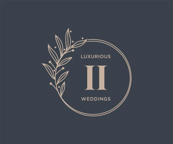 Initials Letter Wedding Monogram Logos Template Hand Drawn Modern Minimalistic — Vector de stock