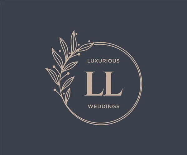 Initials Letter Wedding Monogram Logos Template Hand Drawn Modern Minimalistic — Image vectorielle