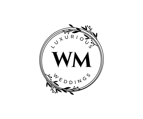 List Wmnitials Wedding Monogram Szablon Logo Ręcznie Rysowane Nowoczesne Minimalistyczne — Wektor stockowy
