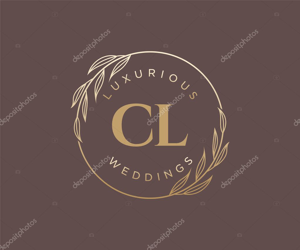 CL Initials letter Wedding monogram logos template, hand drawn modern minimalistic and floral templates for Invitation cards, Save the Date, elegant