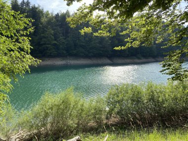 Yapay rezervuar Lokve Gölü veya Yapay Birikim Lokvarsko Gölü - Gorski kotar, Hırvatistan (Lokvarsko jezero ili umjetno akumulacijsko Omladinsko jezero, Lokve - Gorski kotar, Hrvatska)