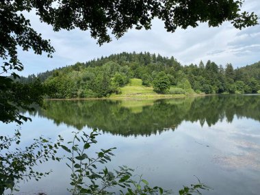 Resimli küçük dağ birikimi Mrzla Vodica - Gorski kotar, Hırvatistan (Slikovito malo goransko akumulacijsko jezero Mrzla Vodica - Gorski kotar, Hrvatska)