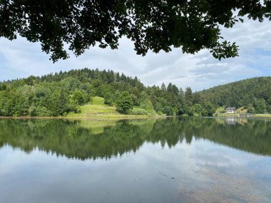 Resimli küçük dağ birikimi Mrzla Vodica - Gorski kotar, Hırvatistan (Slikovito malo goransko akumulacijsko jezero Mrzla Vodica - Gorski kotar, Hrvatska)