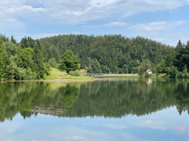 Resimli küçük dağ birikimi Mrzla Vodica - Gorski kotar, Hırvatistan (Slikovito malo goransko akumulacijsko jezero Mrzla Vodica - Gorski kotar, Hrvatska)