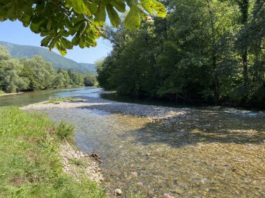 Kupica ile Kupa Nehri 'nin birleştiği yerde Brod na Kupi - Gorski kotar, Hırvatistan (Usce Kupice u Kupu ili Utok rijeke Kupice u Kupu, Brod na Kupi - Gorski kotar, Hrvatska)