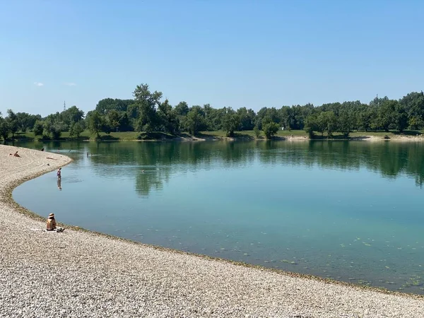 Jarun Plaża Lub Kąpielisko Małe Jezioro Jarun Latem Zagrzeb Chorwacja — Zdjęcie stockowe