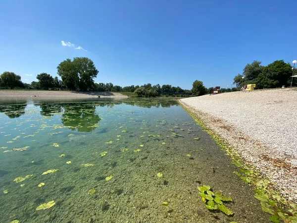 Jarun Plaża Lub Kąpielisko Małe Jezioro Jarun Latem Zagrzeb Chorwacja — Zdjęcie stockowe