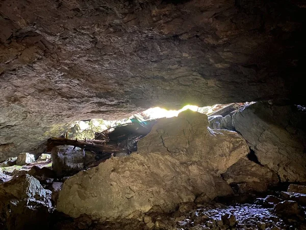 Cueva Hielo Parque Forestal Golubinjak Sleme Gorski Kotar Croacia Ledena —  Fotos de Stock