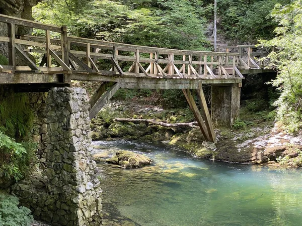 Holzwanderwege Und Brücken Entlang Der Geschützten Landschaft Der Kamacnik Schlucht — Stockfoto