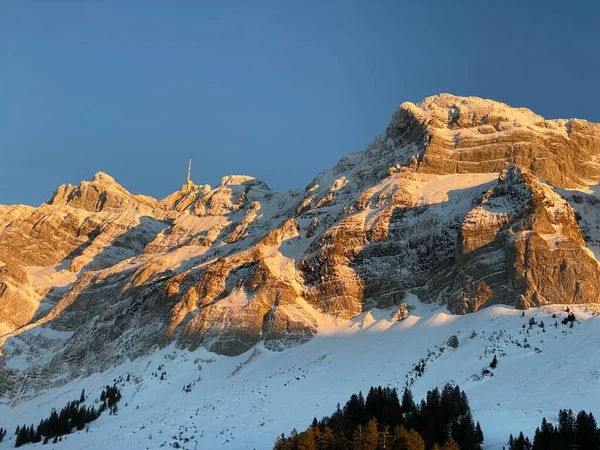 Apenzell Alpleri Nde Kar Kaplı Alpstein Dağı Nda Kış Havası — Stok fotoğraf