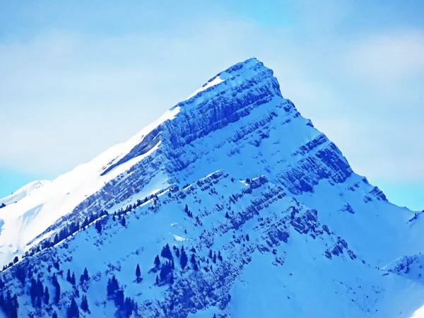 Ambiente Invernal Nevado Pico Alpino Speer 1950 Cumbre Europea Más — Foto de Stock