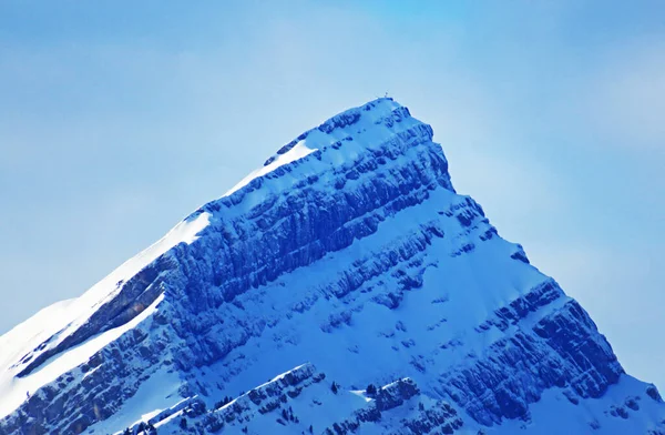 Зимняя Атмосфера Снежной Вершине Шпеера 1950 Самая Высокая Европейская Вершина — стоковое фото